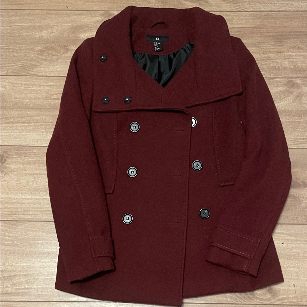 H&M Burgundy Pea Coat
